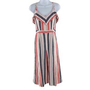 Parker Women's Ivory Striped Linen Blend Pants Jumpsuit Size 4